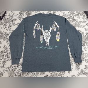 SOUTHERN ATTITUDE Cow Skull And Feathers Graphic T-Shirt